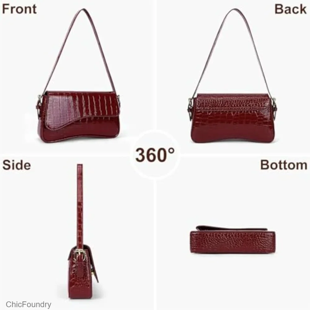 Vegan Leather Hobo Bag Crossbody Shoulder Purse Adjustable Strap Retro
